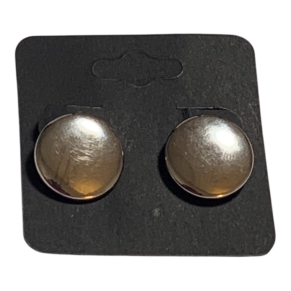 Vintage Silver Tone Metal Circular Clip-on Earrings